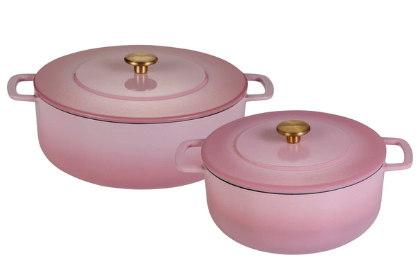 Combekk Batterie de cuisine en fonte rose 2 pièces - ø 24 & 28 cm