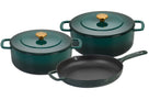 Combekk Pannenset Gietijzer Holly Green 3-delig hoofdafbeelding