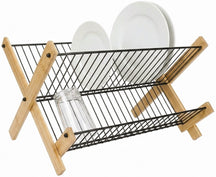 Égouttoir Cookinglife Pliable - Métal Noir & Bambou