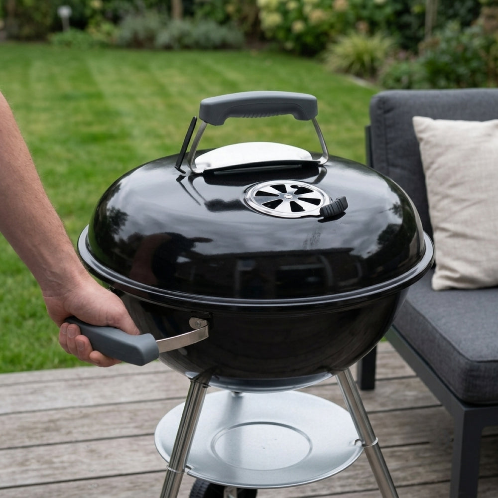 Cookinglife Barbecue à boule avec roues Fire & Flavour - Charbon de bois - 45 cm - Noir