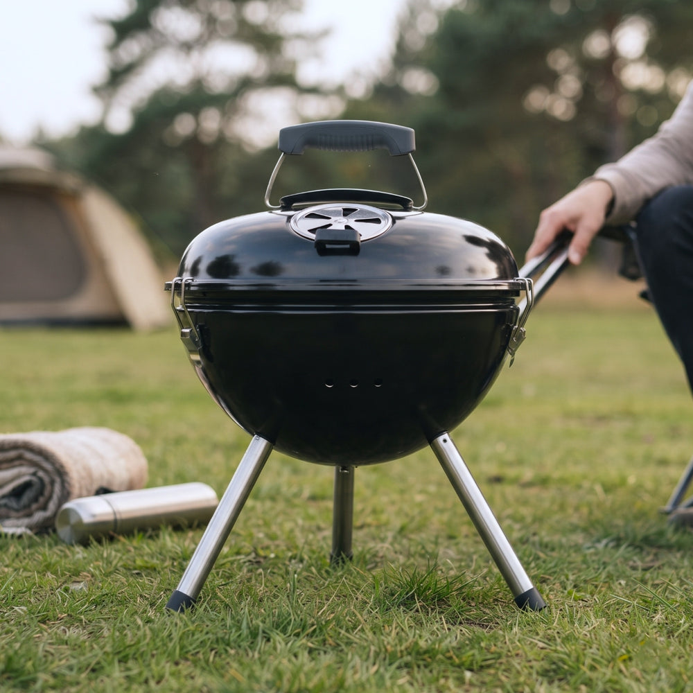 Cookinglife Barbecue à boule avec pieds Fire & Flavour - Charbon de bois - 39 cm - Compact - Noir