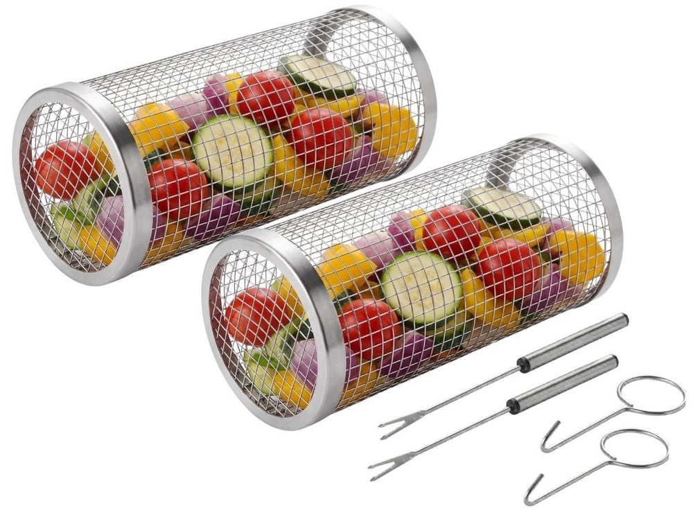 Cookinglife BBQ Panier de Grill RVS Ø 9 x 20 cm - Set de 2 pièces