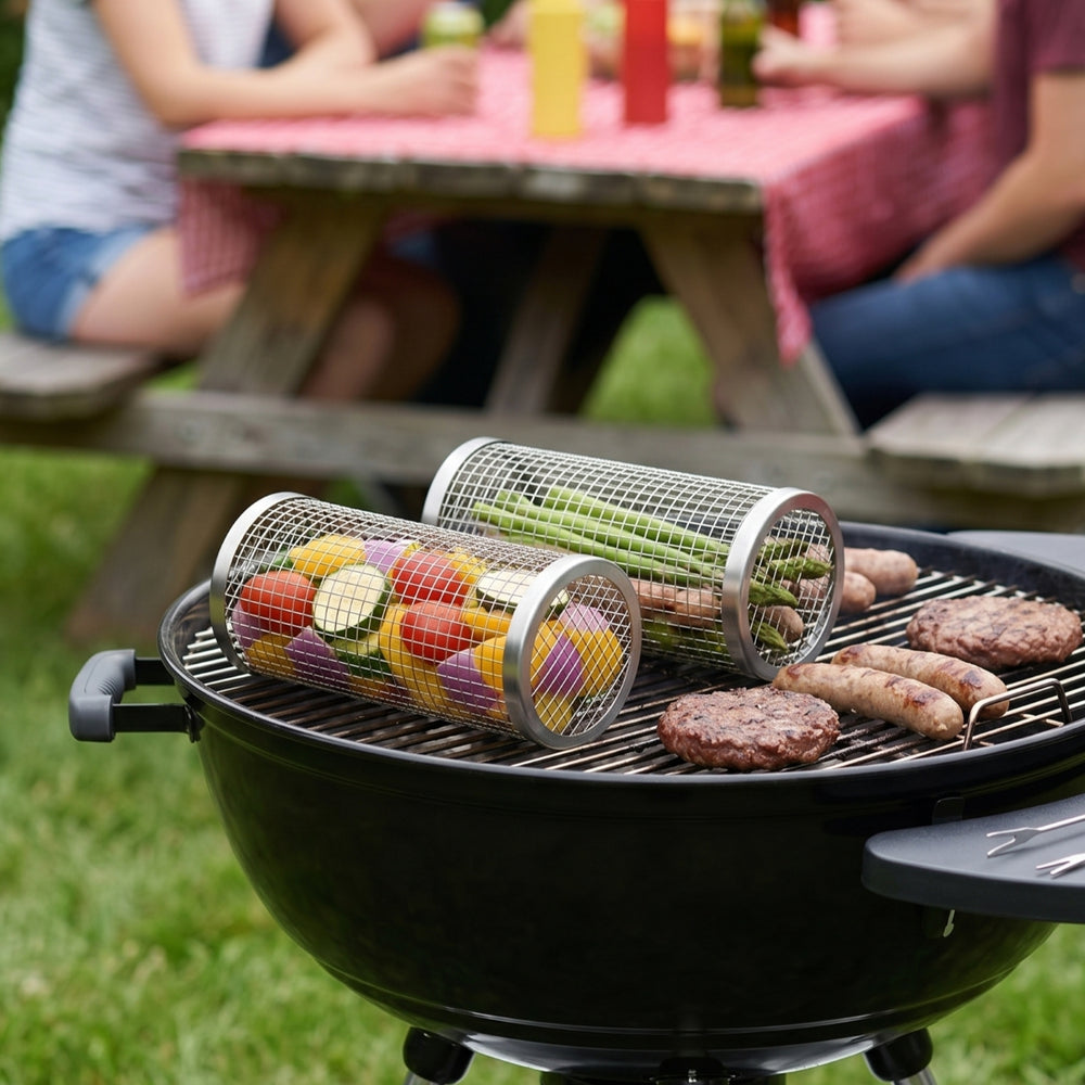 Cookinglife BBQ Panier de Grill RVS Ø 9 x 20 cm - Set de 2 pièces