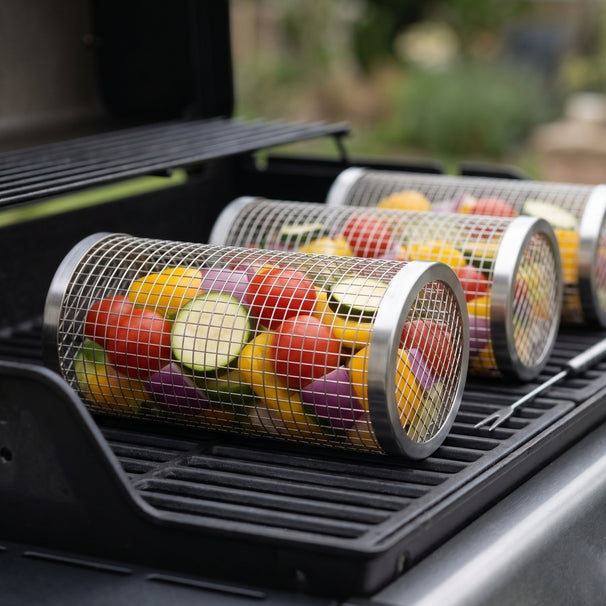 Cookinglife BBQ Panier de Grill RVS Ø 9 x 20 cm - Set de 2 pièces