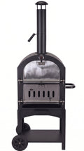 Cookinglife Barbecue au charbon de bois four à pizza Fire & Flavour - 156 cm de haut - Inclus pierre à pizza & grilles - Noir