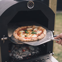 Cookinglife Barbecue au charbon de bois four à pizza Fire & Flavour - 156 cm de haut - Inclus pierre à pizza & grilles - Noir