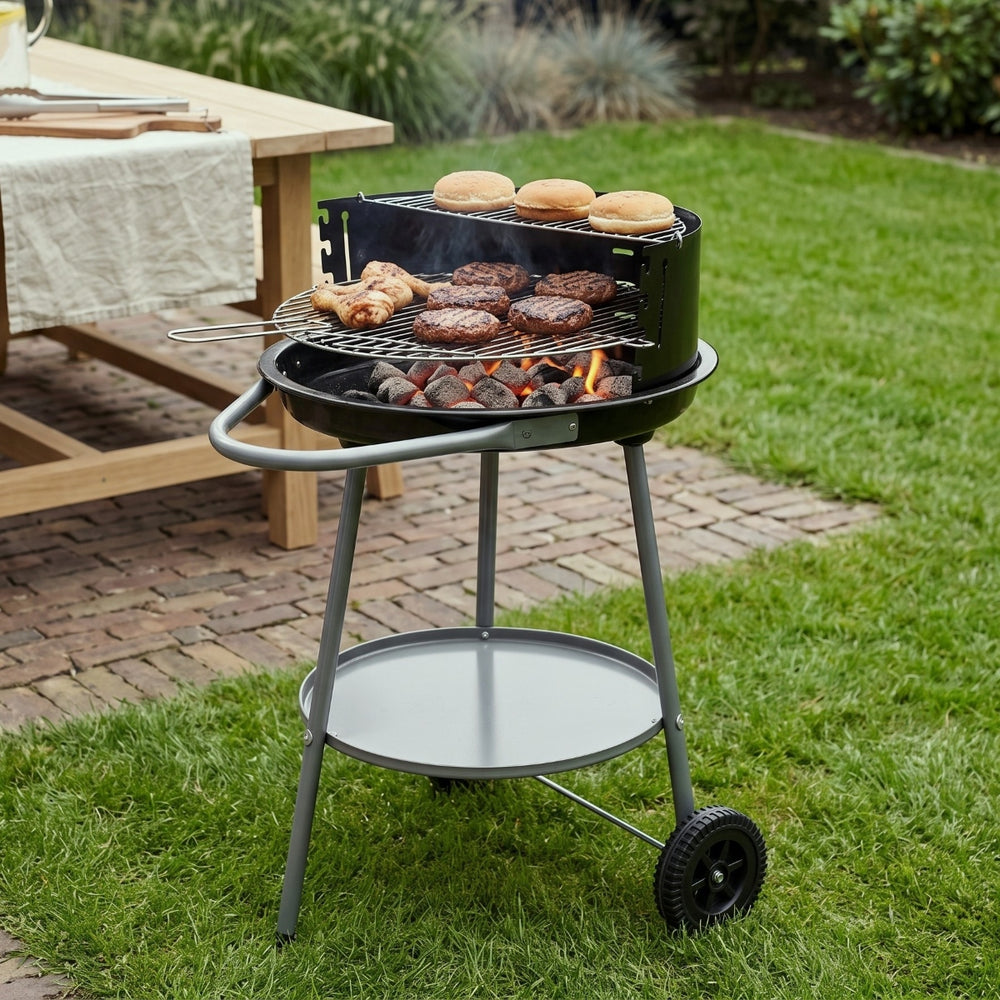 Cookinglife BBQ semi-ouverte avec roues Fire & Flavour - Charbon - 51 cm - Noir
