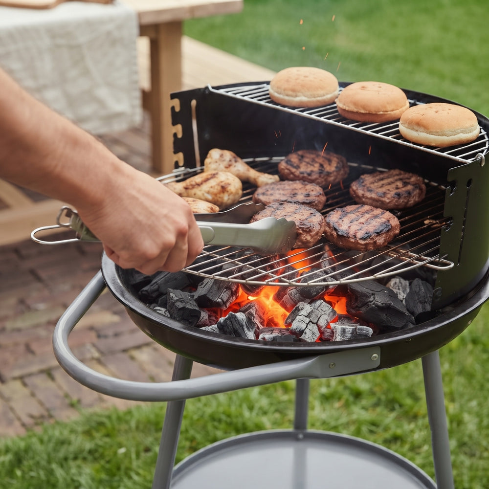 Cookinglife BBQ semi-ouverte avec roues Fire & Flavour - Charbon - 51 cm - Noir