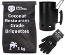 Cookinglife Brikettenstarter Set BBQ - Avec 3 kg de briquettes en noix de coco et des gants