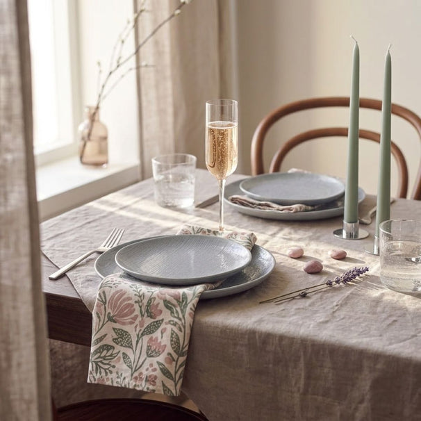 Service de table Cookinglife Linen Gris 18 pièces / 6 personnes - 6 assiettes à dîner, 6 assiettes à petit-déjeuner et 6 bols