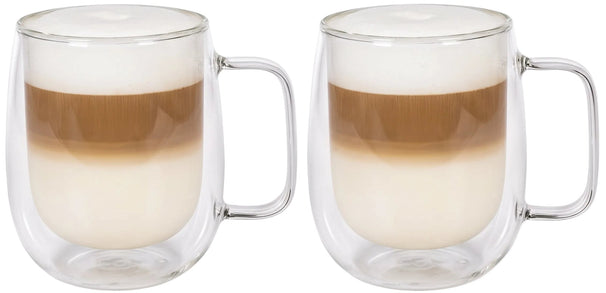 Tasses à latte macchiato / thé Cookinglife - en verre double paroi avec anse - 400 ml - 2 pièces