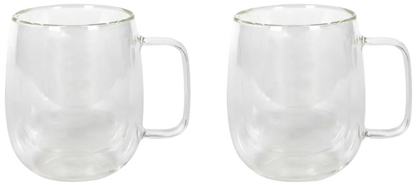 Tasses à latte macchiato / thé Cookinglife - en verre double paroi avec anse - 400 ml - 2 pièces