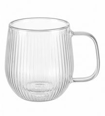 Tasses à cappuccino / thé Cookinglife Lines - en verre double paroi avec anse - 250 ml - 2 pièces