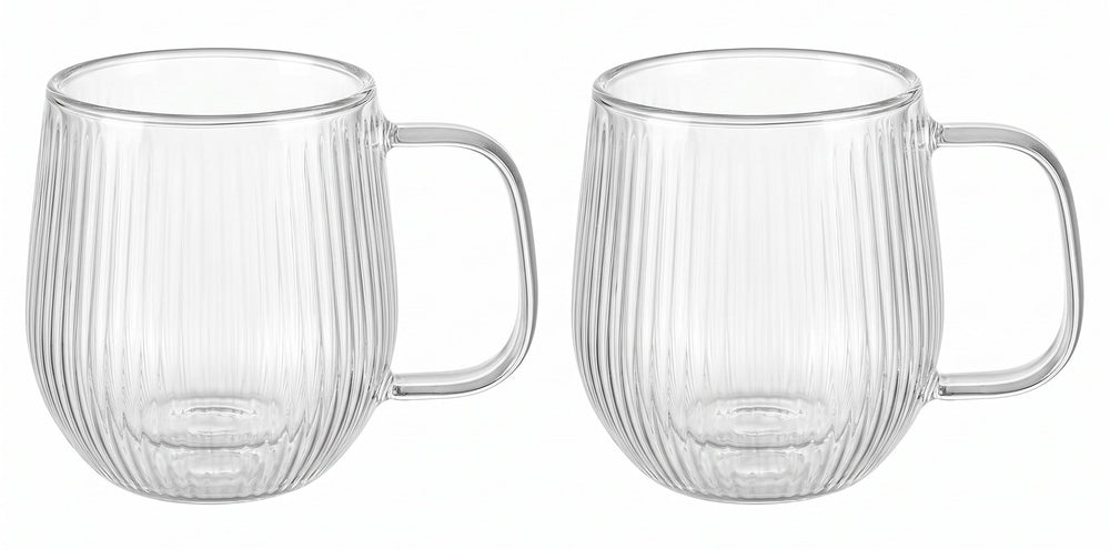 Tasses à cappuccino / thé Cookinglife Lines - en verre double paroi avec anse - 250 ml - 2 pièces