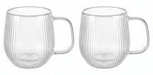 Tasses à cappuccino / thé Cookinglife Lines - en verre double paroi avec anse - 250 ml - 2 pièces