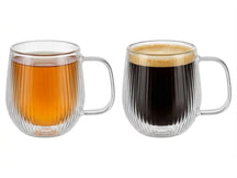 Tasses à cappuccino / thé Cookinglife Lines - en verre double paroi avec anse - 250 ml - 2 pièces