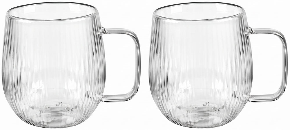 Tasses à café / thé Cookinglife Lines - en verre double paroi avec anse - 350 ml - 2 pièces