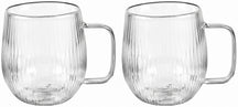 Tasses à café / thé Cookinglife Lines - en verre double paroi avec anse - 350 ml - 2 pièces