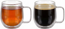Tasses à café / thé Cookinglife Lines - en verre double paroi avec anse - 350 ml - 2 pièces