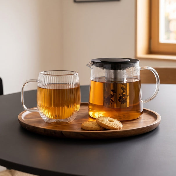 Tasses à café / thé Cookinglife Lines - en verre double paroi avec anse - 350 ml - 2 pièces