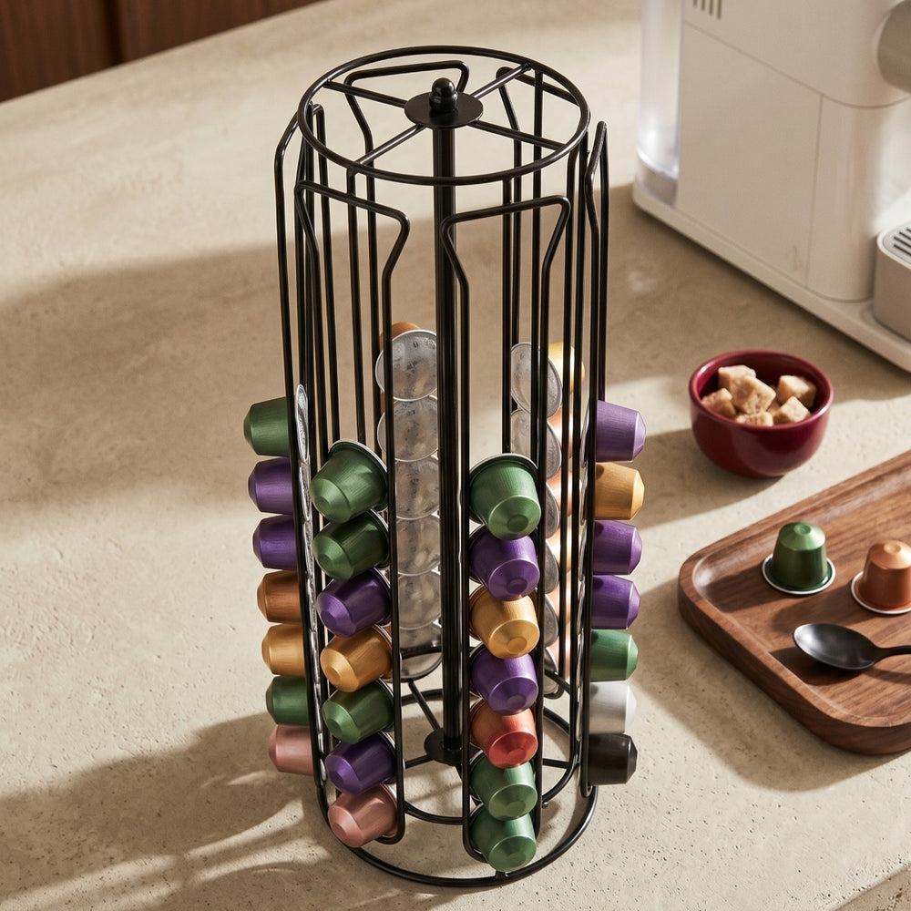 Porte-capsules Nespresso Cookinglife noir - pivotant - 60 capsules
