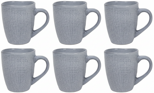 Tasses à café Cookinglife Linen gris 340 ml – 6 pièces