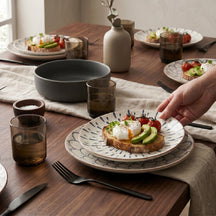 Ensemble de vaisselle Cookinglife Noria 18 pièces / 6 personnes - 6 assiettes à dîner, 6 assiettes à petit-déjeuner et 6 bols
