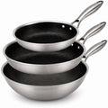Batterie de cuisine Cookinglife HexaCook Hybride 3 pièces - poêle ø 24 & 28 cm + Wok ø 28 cm - ANTI-ADHÉSIF - compatible avec toutes les sources de chaleur - revêtement antiadhésif en céramique