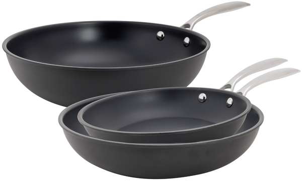 Ensemble de poêles Cookinglife Revolt 3 pièces - Wok 28 cm + Poêles 24 & 28 cm - compatible avec toutes les sources de chaleur - revêtement antiadhésif en céramique
