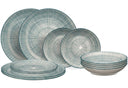 Service de table Cookinglife Cala Bleu 12 pièces / 4 personnes - 4 assiettes à dîner, 4 assiettes à petit-déjeuner et 4 assiettes creuses