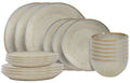 Service de table Cookinglife Linen Beige 18 pièces / 6 personnes - 6 assiettes à dîner, 6 assiettes à petit déjeuner et 6 bols
