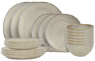 Service de table Cookinglife Linen Beige 18 pièces / 6 personnes - 6 assiettes à dîner, 6 assiettes à petit déjeuner et 6 bols