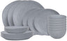 Service de table Cookinglife Linen Gris 18 pièces / 6 personnes - 6 assiettes à dîner, 6 assiettes à petit-déjeuner et 6 bols