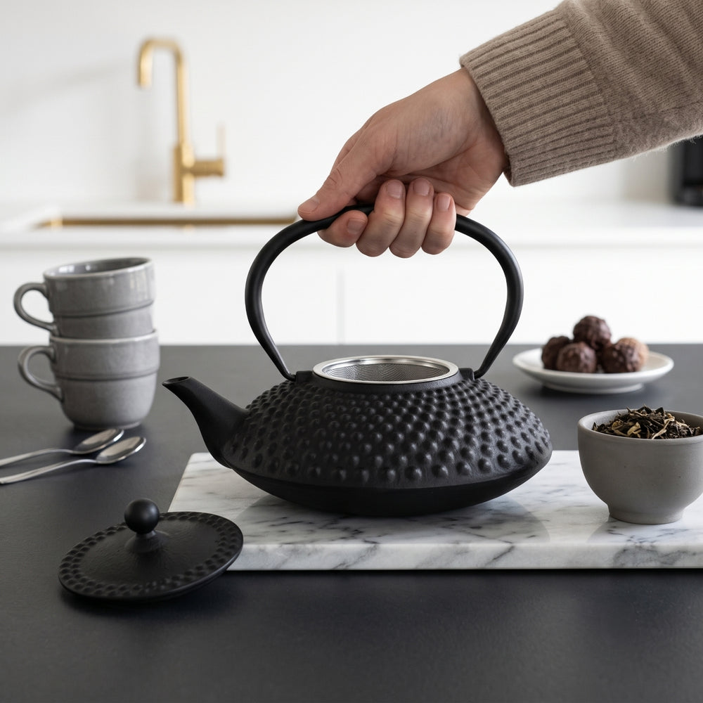 Théière Cookinglife Arare avec filtre inox - Fonte noire - 1.2 litre