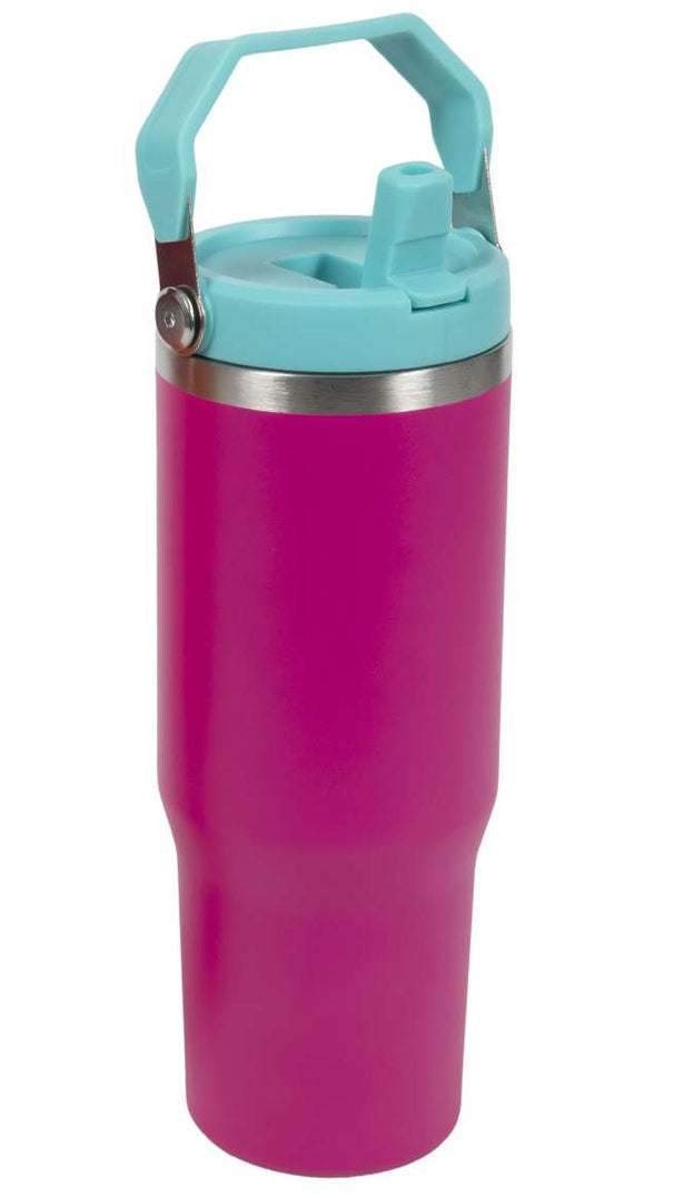 Cookinglife Tasse isotherme avec paille - Tumbler - Rose - 900 ml