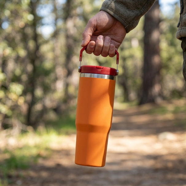 Tasse isotherme avec paille Cookinglife - Tumbler - Orange - 900 ml
