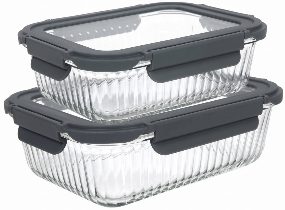 Boîtes de conservation Cookinglife en verre Boro Lines 1 litre + 1,5 litre - 2 pièces