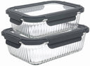 Boîtes de conservation Cookinglife en verre Boro Lines 1 litre + 1,5 litre - 2 pièces