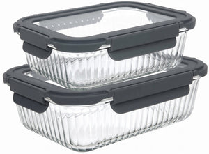 Boîtes de conservation Cookinglife en verre Boro Lines 1 litre + 1,5 litre - 2 pièces