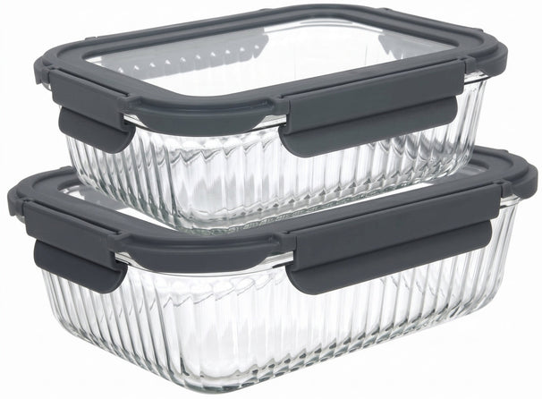 Boîtes de conservation Cookinglife en verre Boro Lines 1 litre + 1,5 litre - 2 pièces