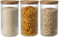 Pots de conservation set Cookinglife Boro Lines - Verre couvercle en bambou - ø 11 cm - 1750 ml - 3 pièces