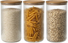 Pots de conservation set Cookinglife Boro Lines - Verre couvercle en bambou - ø 11 cm - 1750 ml - 3 pièces