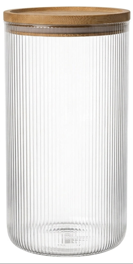 Pots de conservation set Cookinglife Boro Lines - Verre couvercle en bambou - ø 11 cm - 1750 ml - 3 pièces