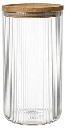 Pots de conservation set Cookinglife Boro Lines - Verre couvercle en bambou - ø 11 cm - 1750 ml - 3 pièces