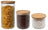 Pots de conservation set Cookinglife Boro Lines - Verre couvercle en bambou - 600 ml / 980 ml / 1750 ml - 3 pièces