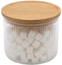 Pots de conservation set Cookinglife Boro Lines - Verre couvercle en bambou - 600 ml / 980 ml / 1750 ml - 3 pièces