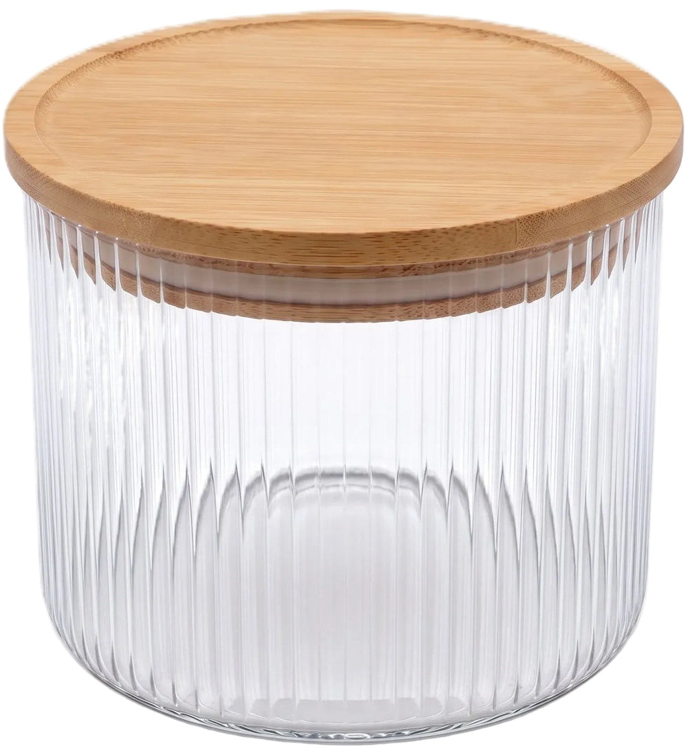 Pots de conservation set Cookinglife Boro Lines - Verre couvercle en bambou - ø 11 cm - 600 ml - 3 pièces