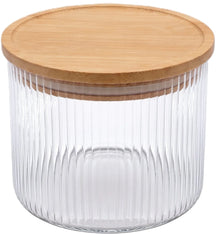 Pots de conservation set Cookinglife Boro Lines - Verre couvercle en bambou - ø 11 cm - 600 ml - 3 pièces