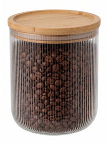 Pots de conservation set Cookinglife Boro Lines - Verre couvercle en bambou - ø 11 cm - 980 ml - 3 pièces