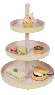 Etagère Cookinglife Métal - Jaune / Rose - ø 15, 20 & 25 cm - 3 niveaux - 35 cm de haut